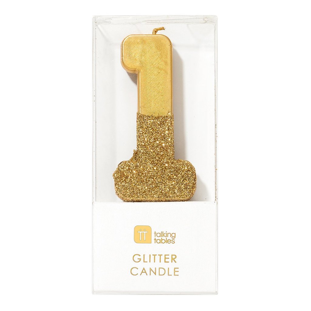 Gold Glitter Number Candle 1