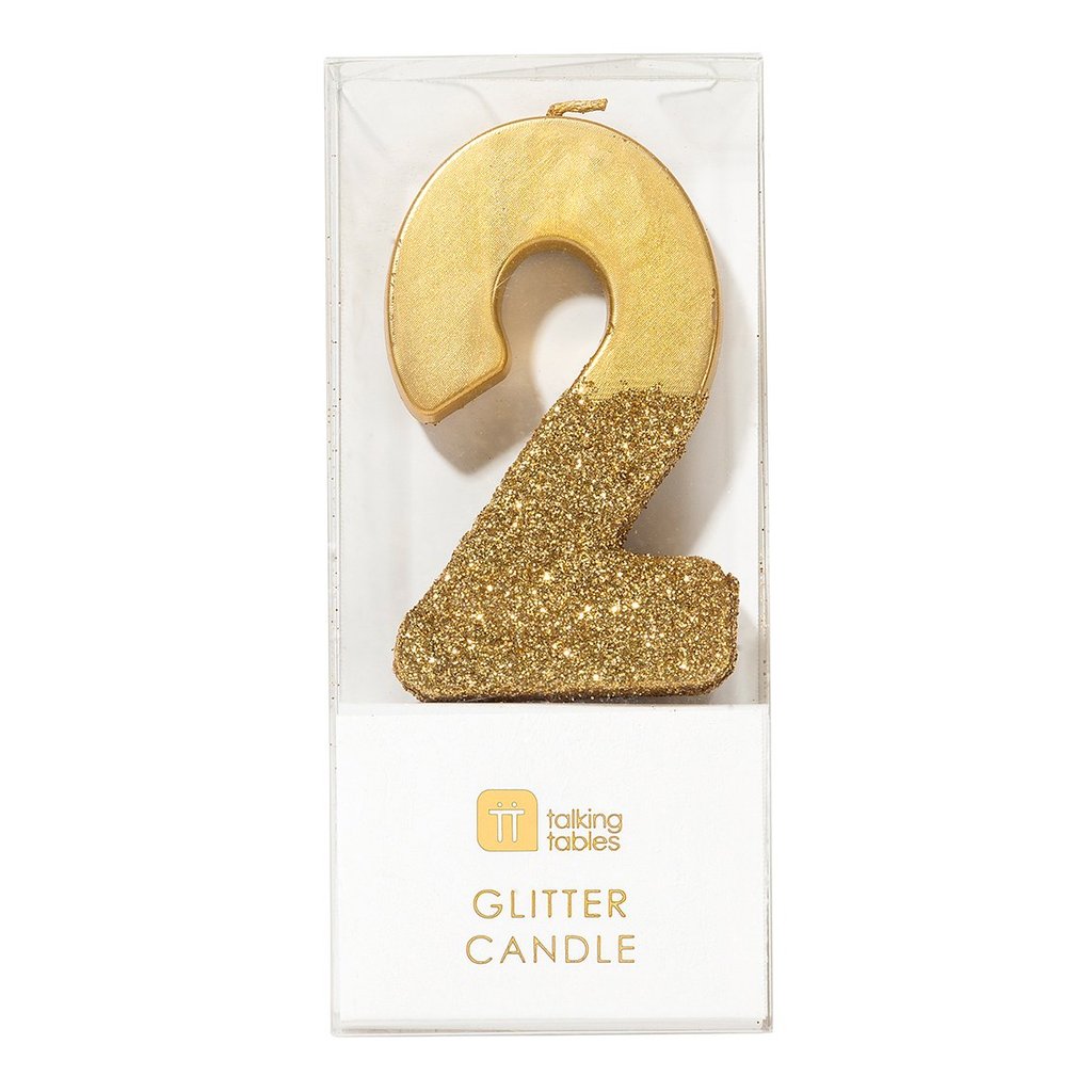 Gold Glitter Number Candle 2