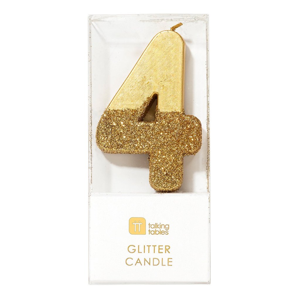Gold Glitter Number Candle 4
