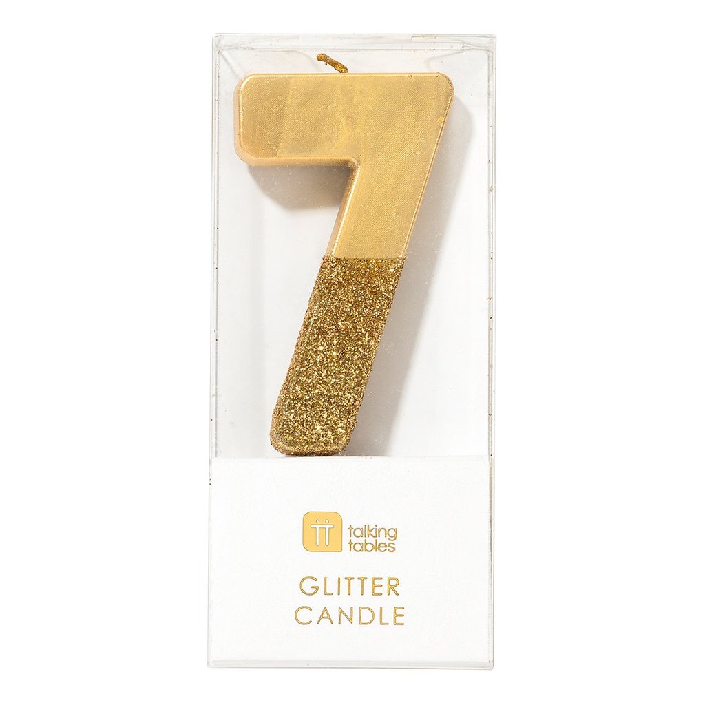 Gold Glitter Number Candle 7
