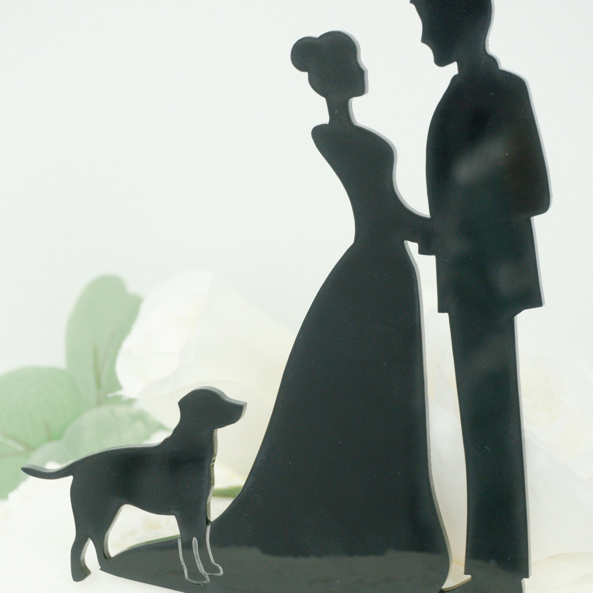 Bride and Groom Cake Topper with Labrador